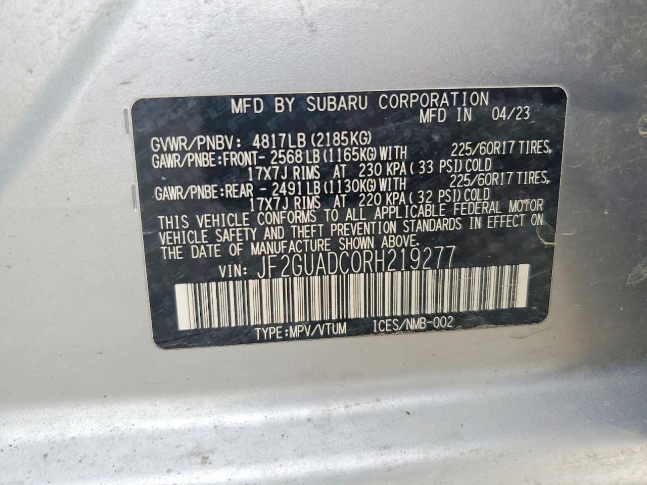 2024 SUBARU CROSSTREK