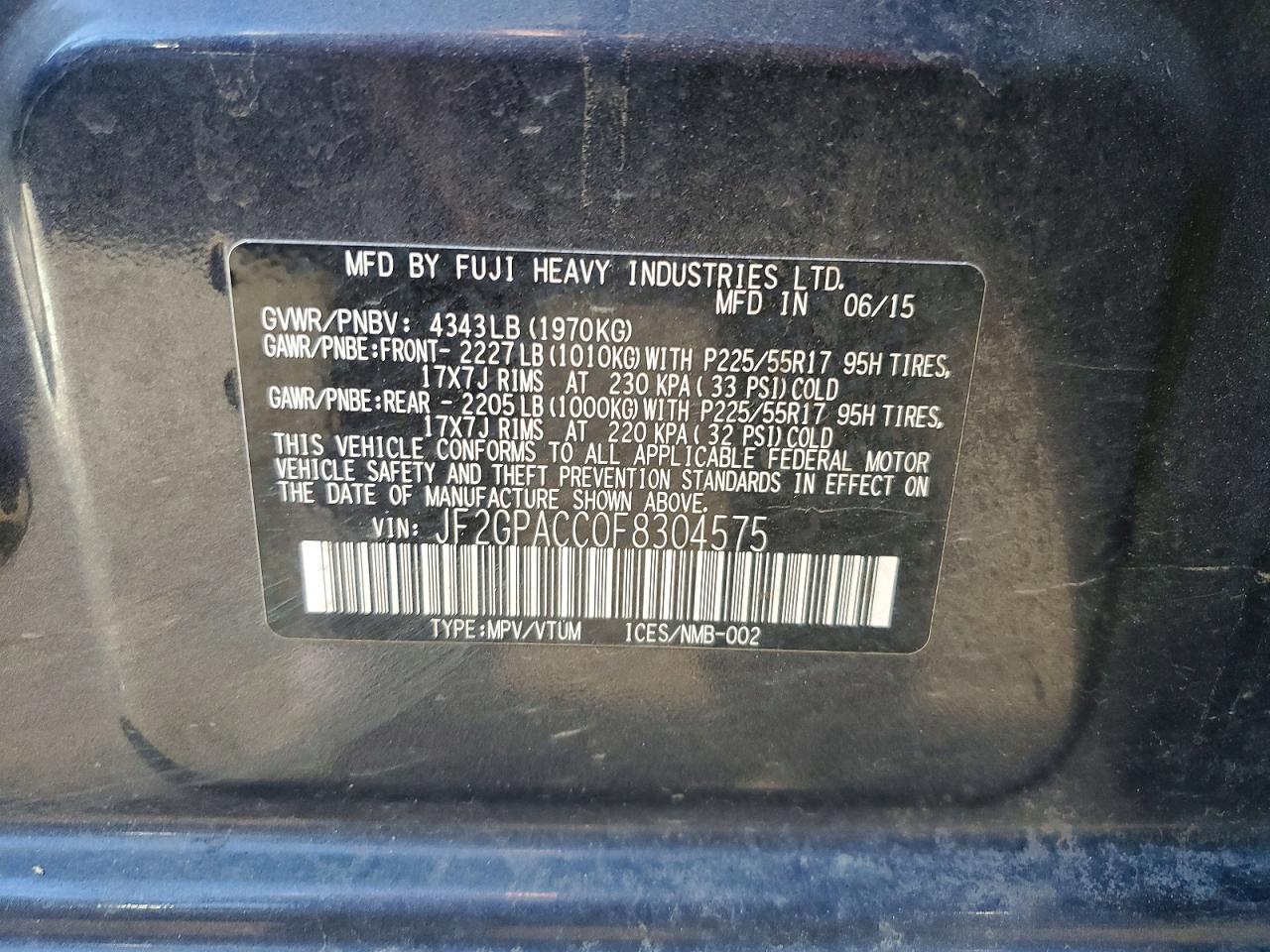2015 SUBARU XV