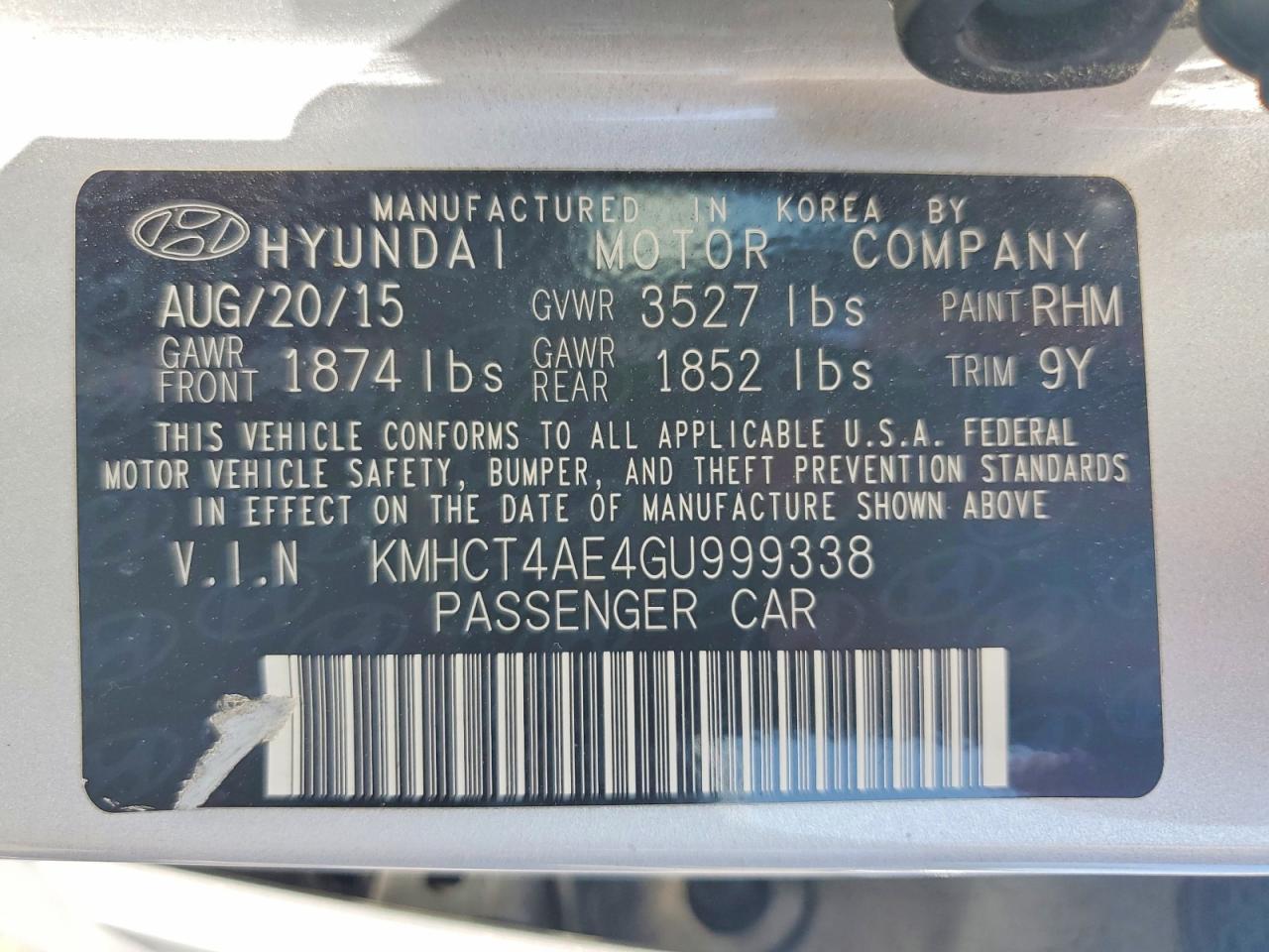 2016 HYUNDAI ACCENT
