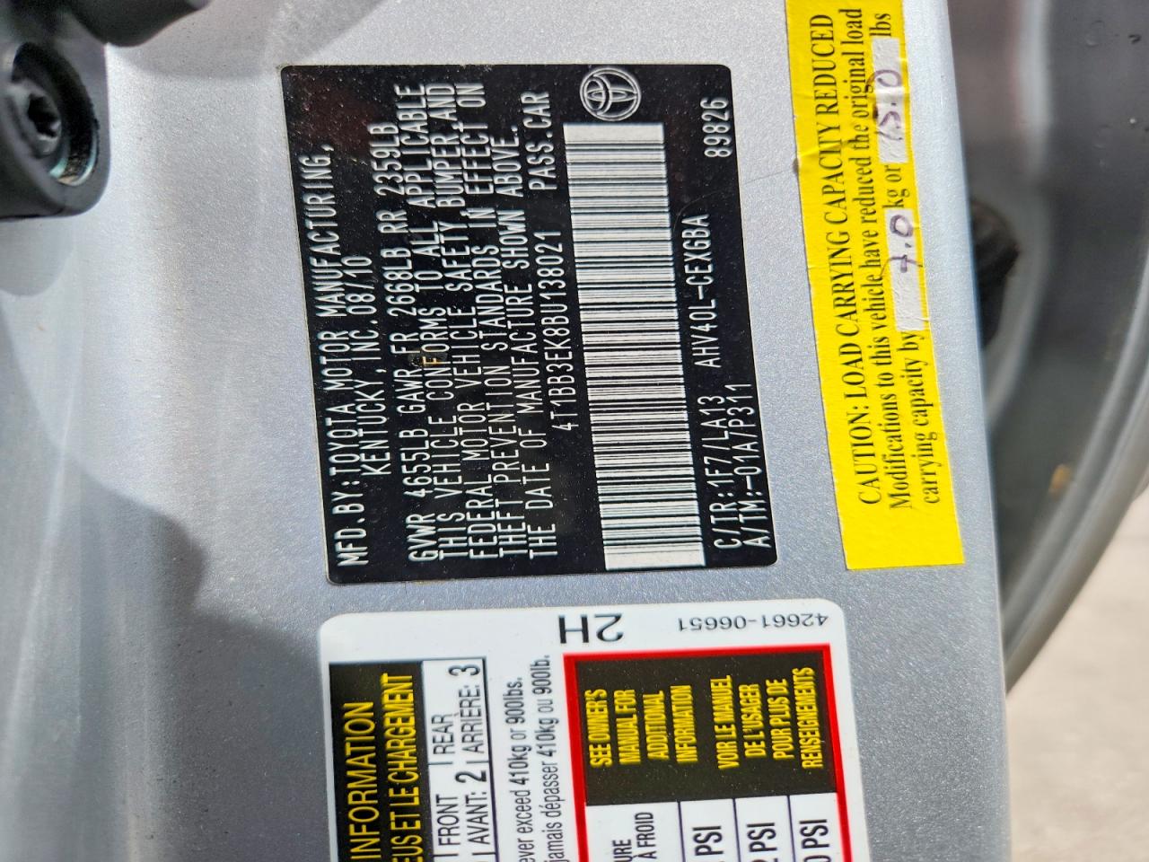 2011 TOYOTA CAMRY