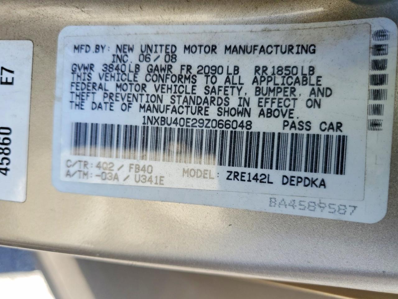 2009 TOYOTA COROLLA