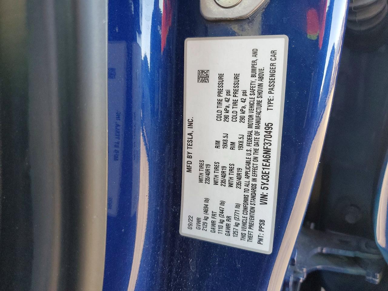 2022 TESLA MODEL 3