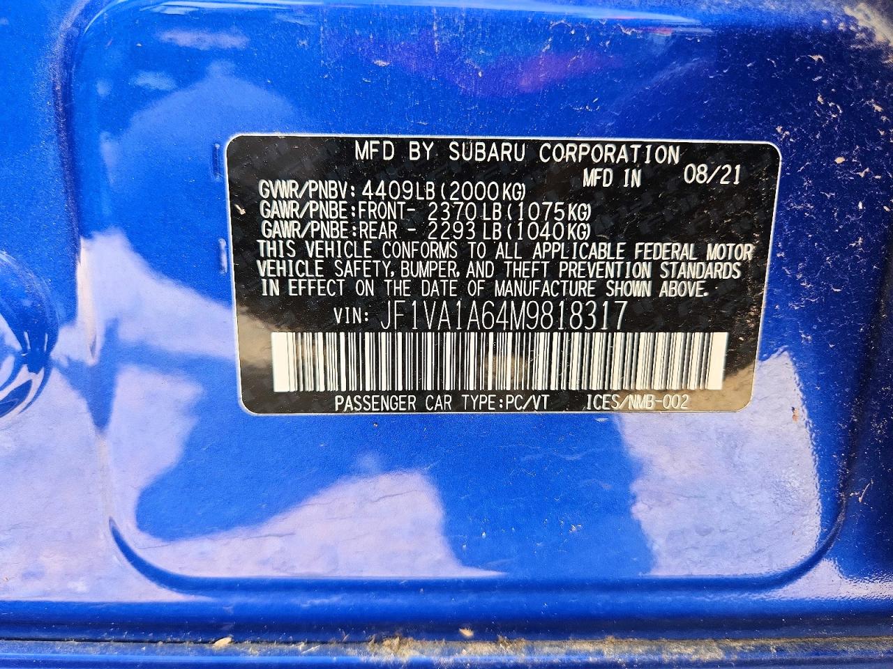 2021 SUBARU WRX