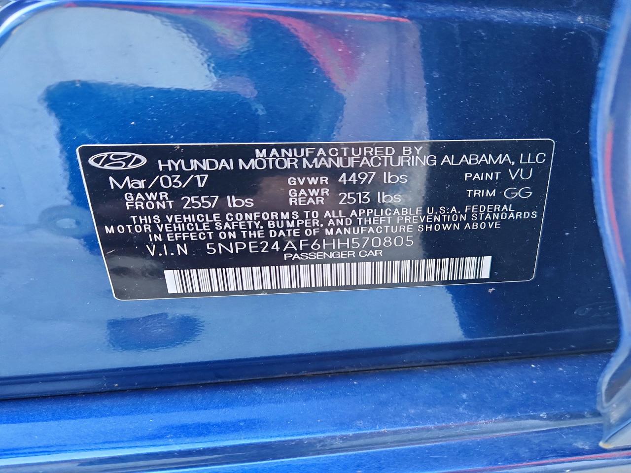 2017 HYUNDAI SONATA