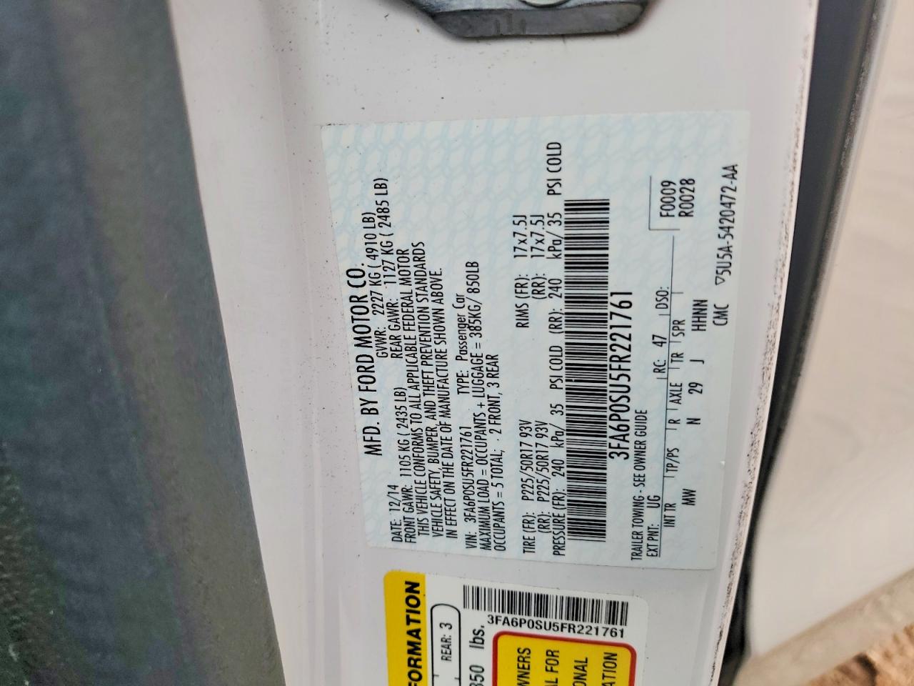 2015 FORD FUSION
