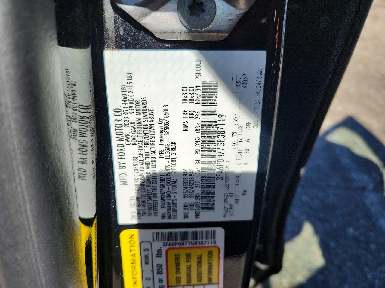 2016 FORD FUSION