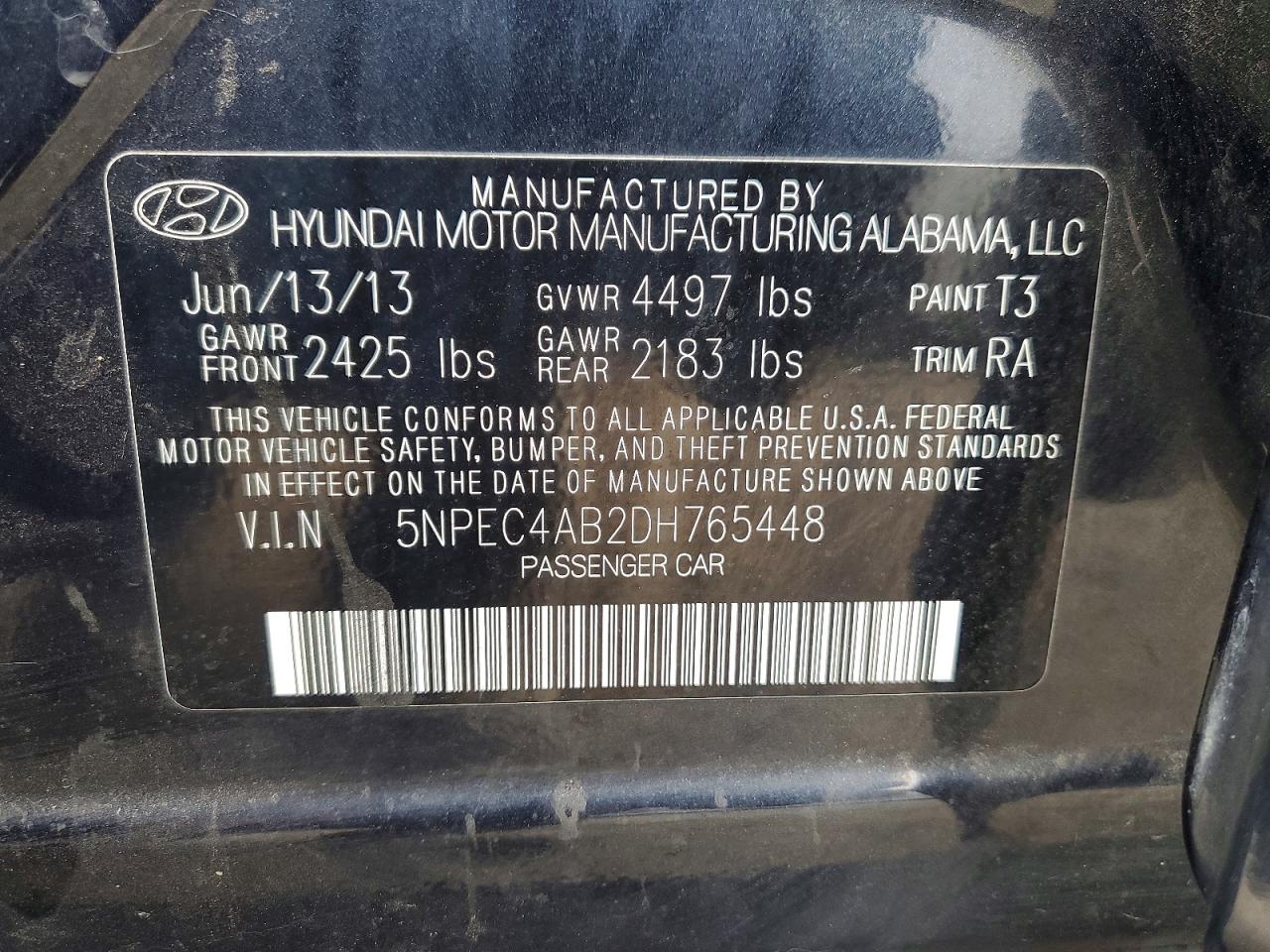 2013 HYUNDAI SONATA