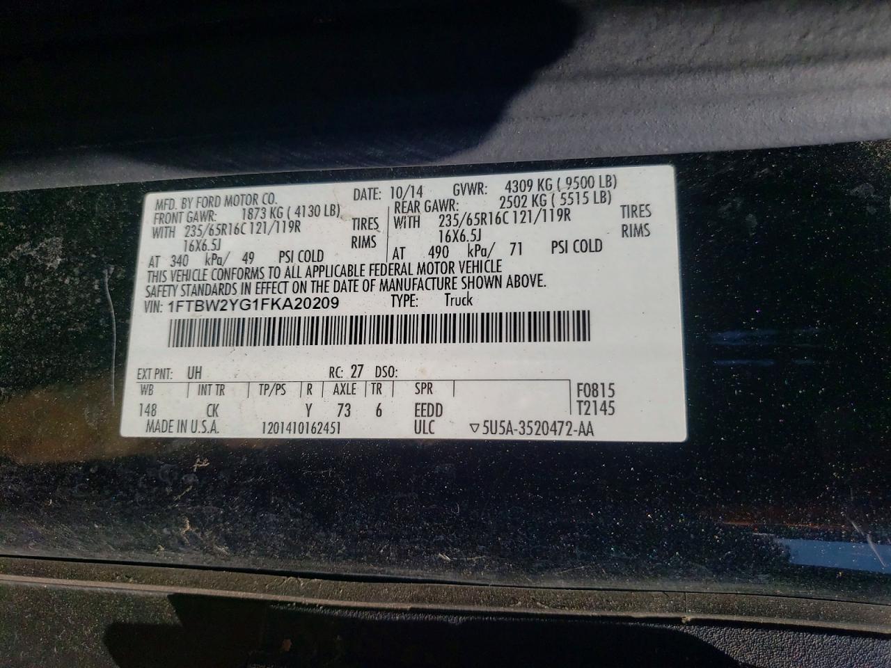 2015 FORD TRANSIT