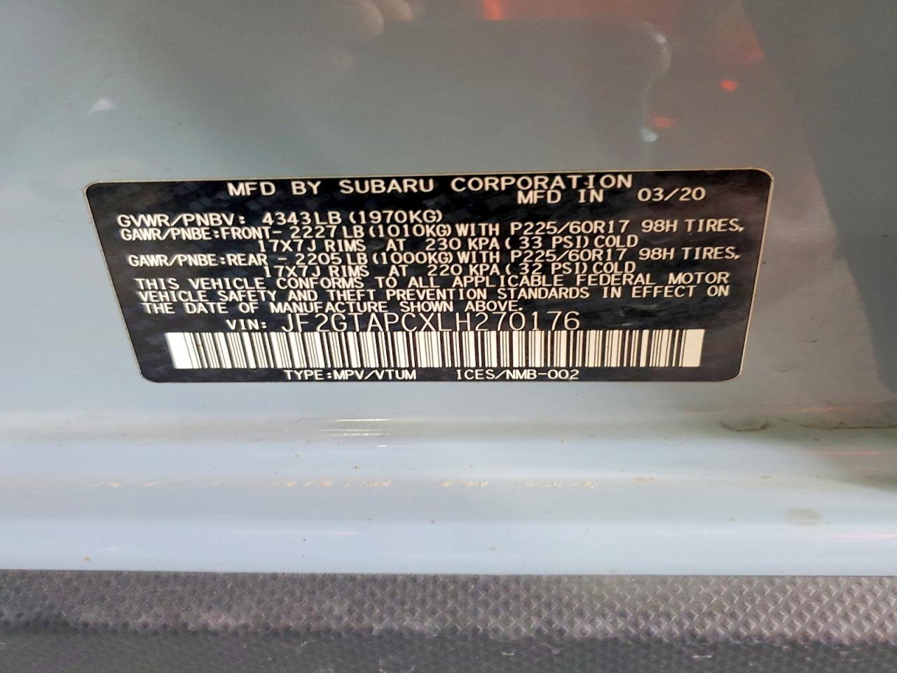 2020 SUBARU CROSSTREK