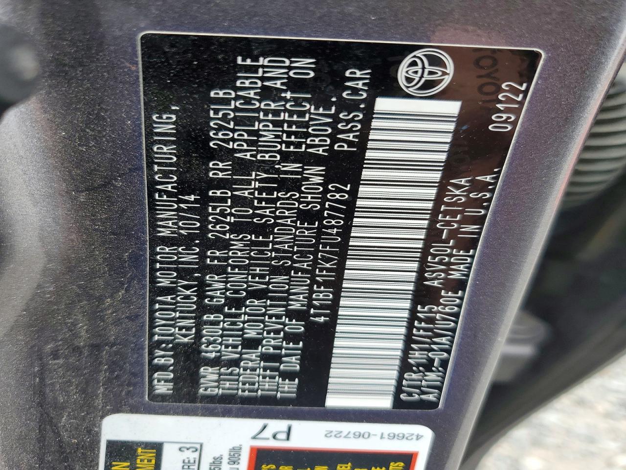 2015 TOYOTA CAMRY