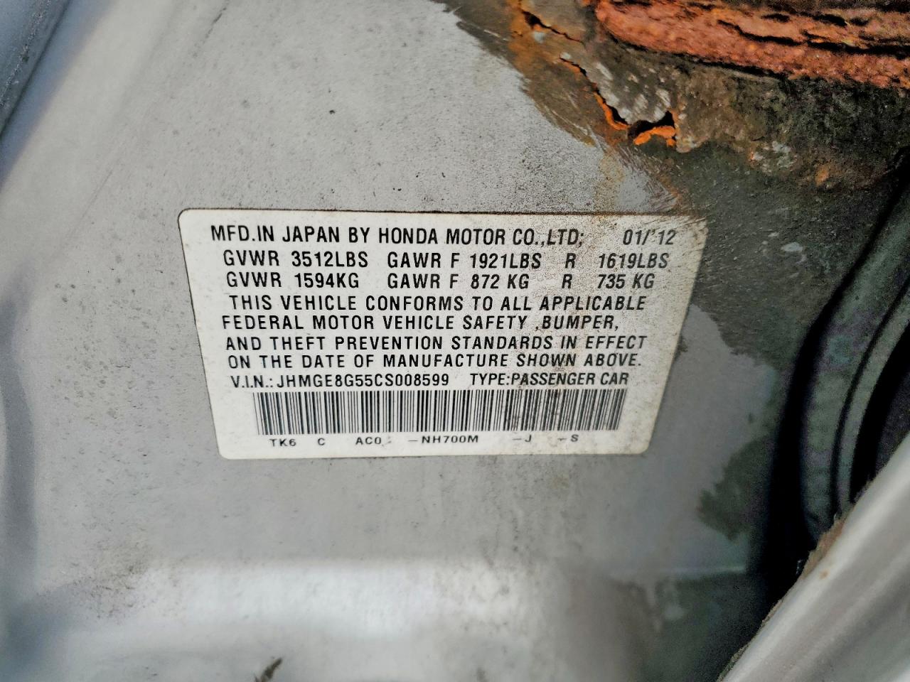2012 HONDA FIT
