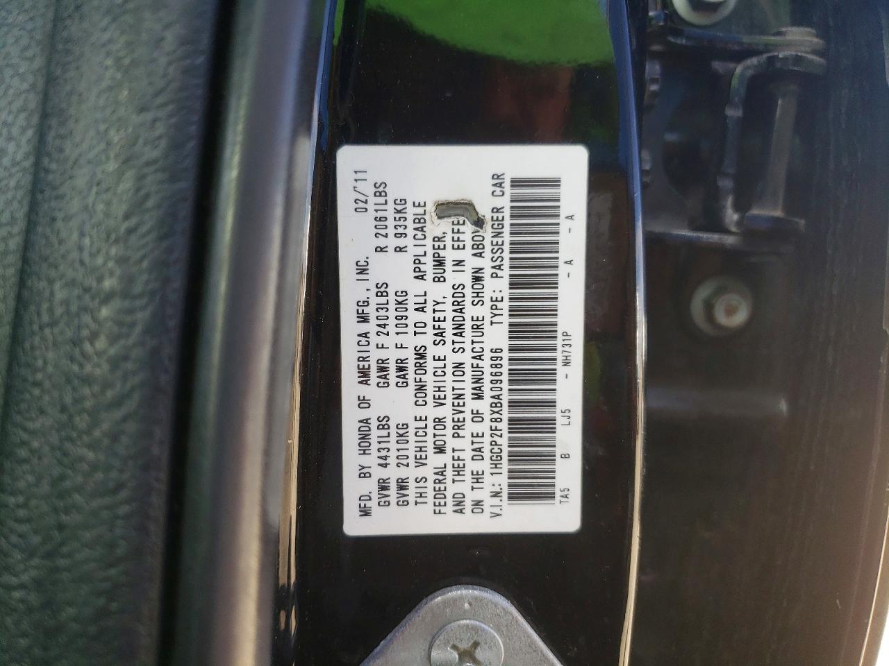 2011 HONDA ACCORD