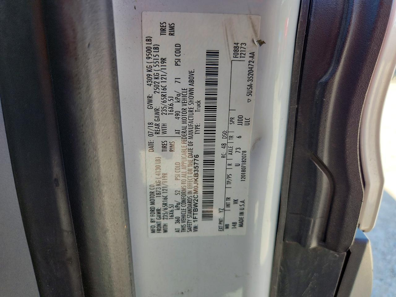 2018 FORD TRANSIT