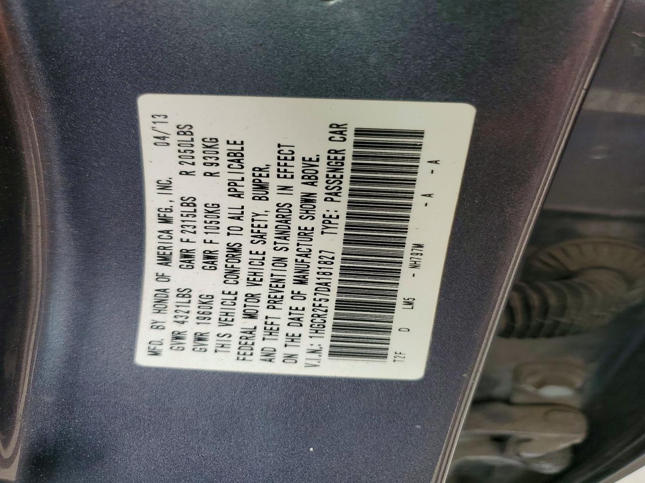2013 HONDA ACCORD