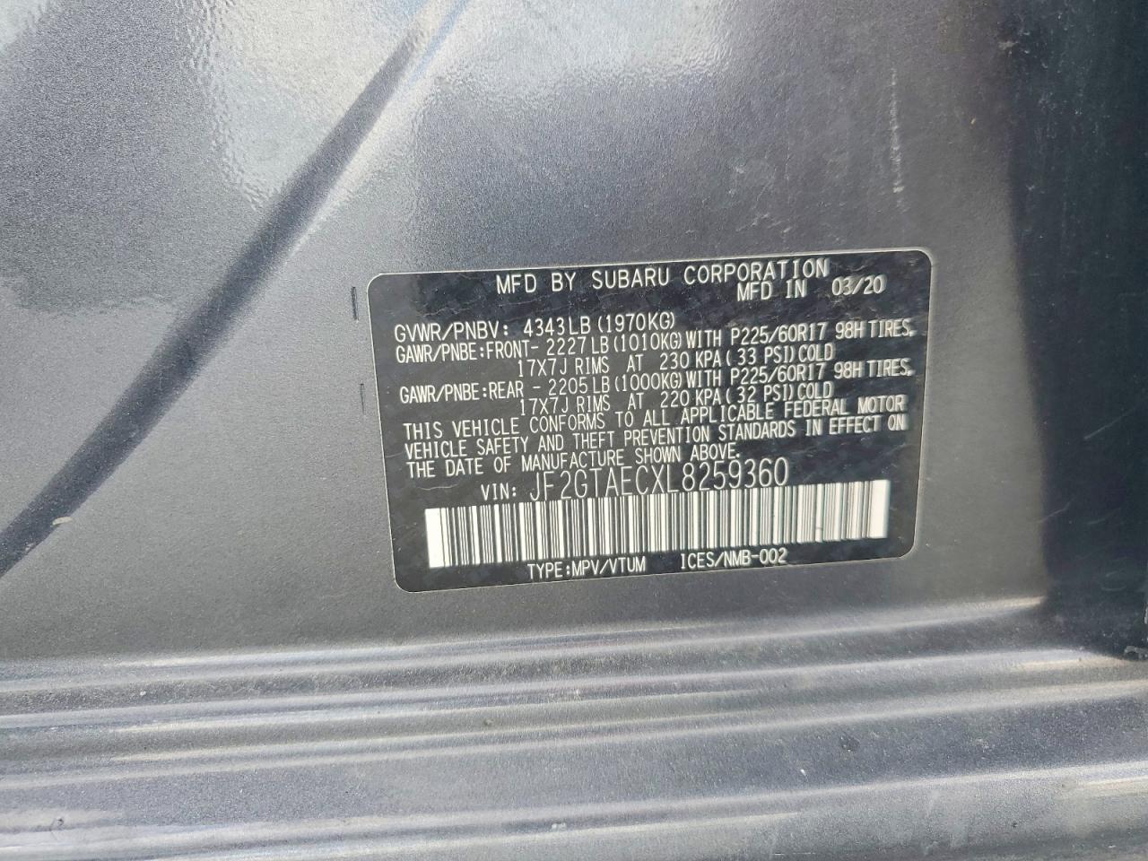 2020 SUBARU CROSSTREK