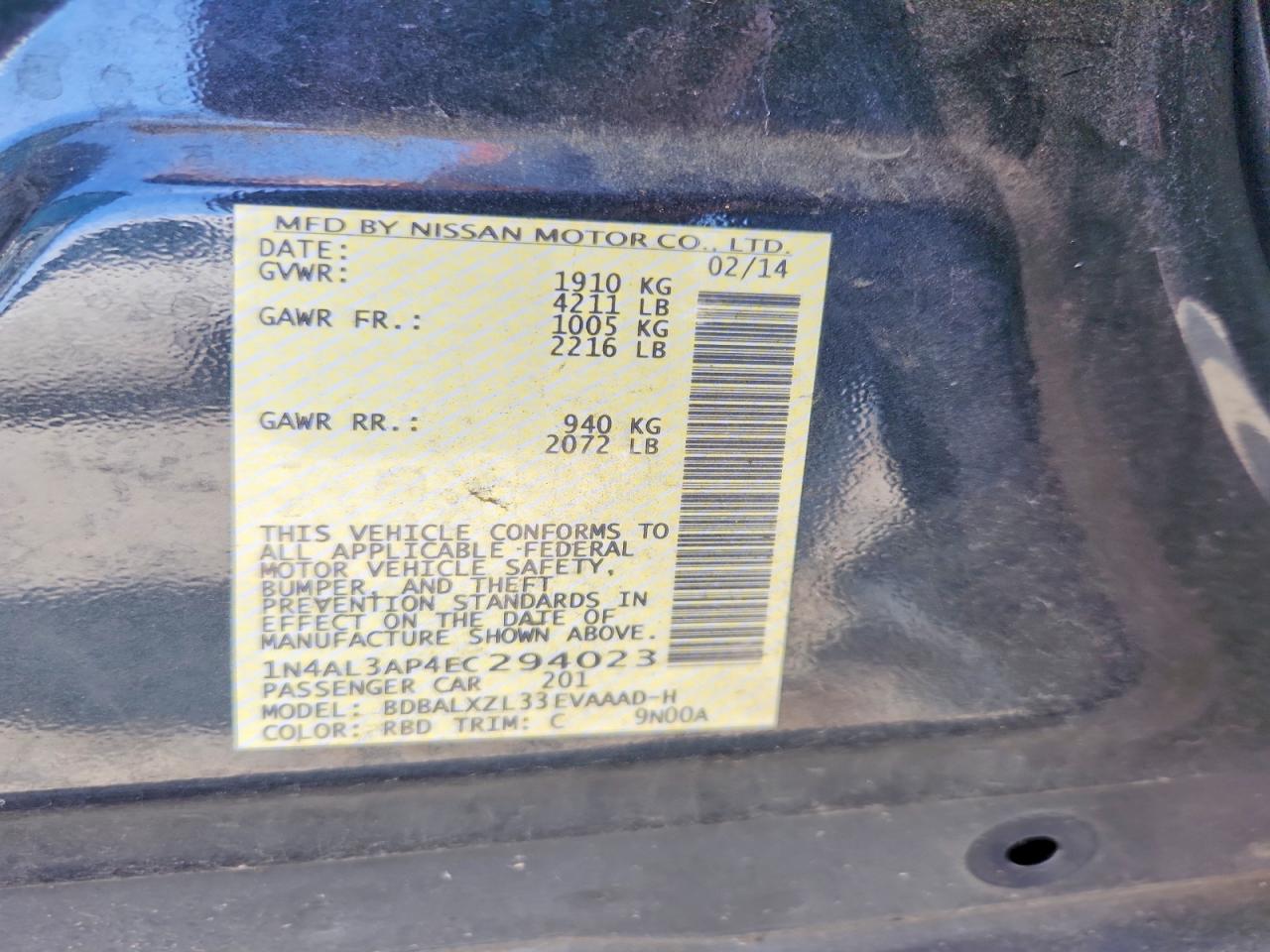 2014 NISSAN ALTIMA
