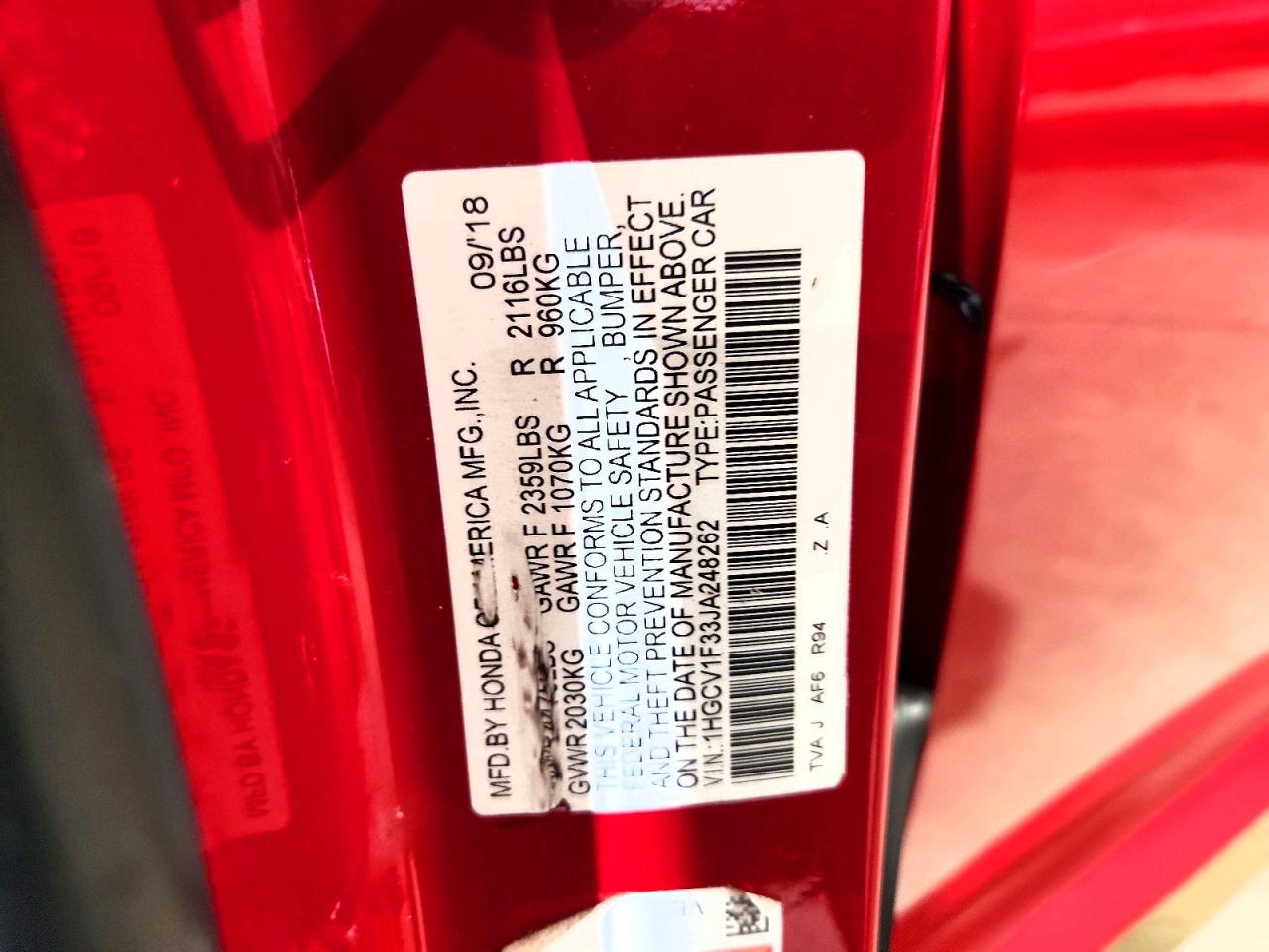 2018 HONDA ACCORD