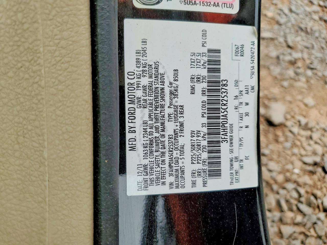 2012 FORD FUSION