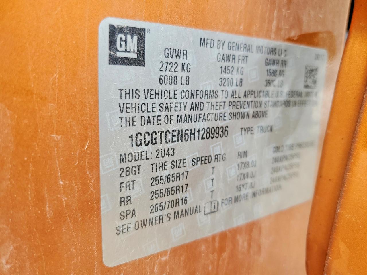 2017 CHEVROLET COLORADO