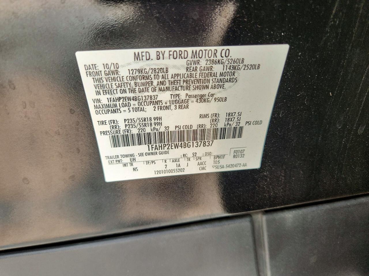 2011 FORD TAURUS