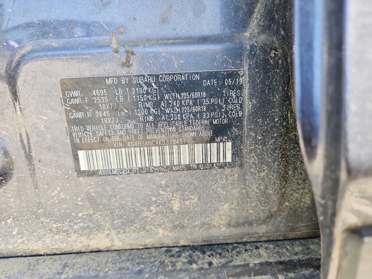 2019 SUBARU OUTBACK