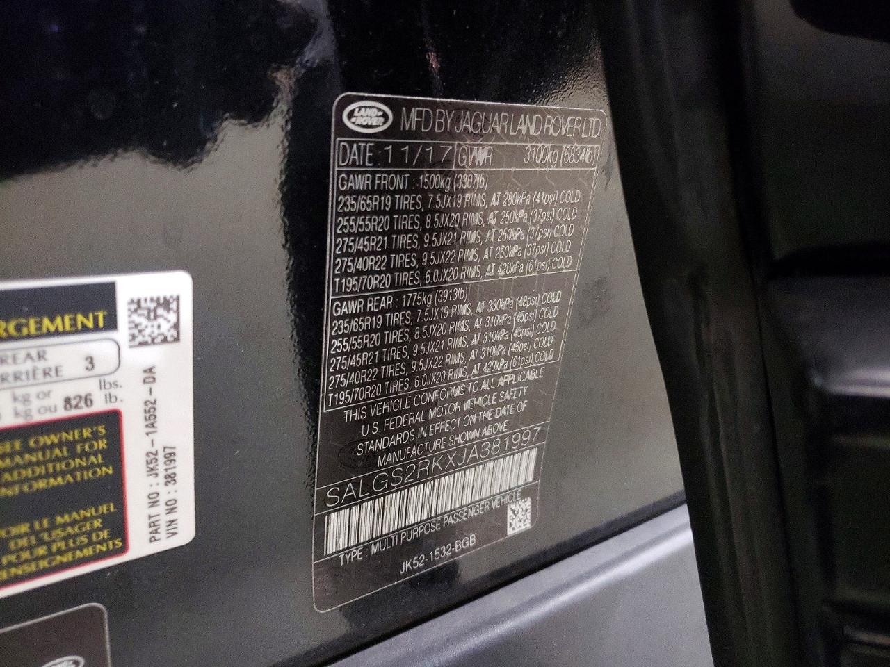 2018 LAND ROVER RANGEROVER