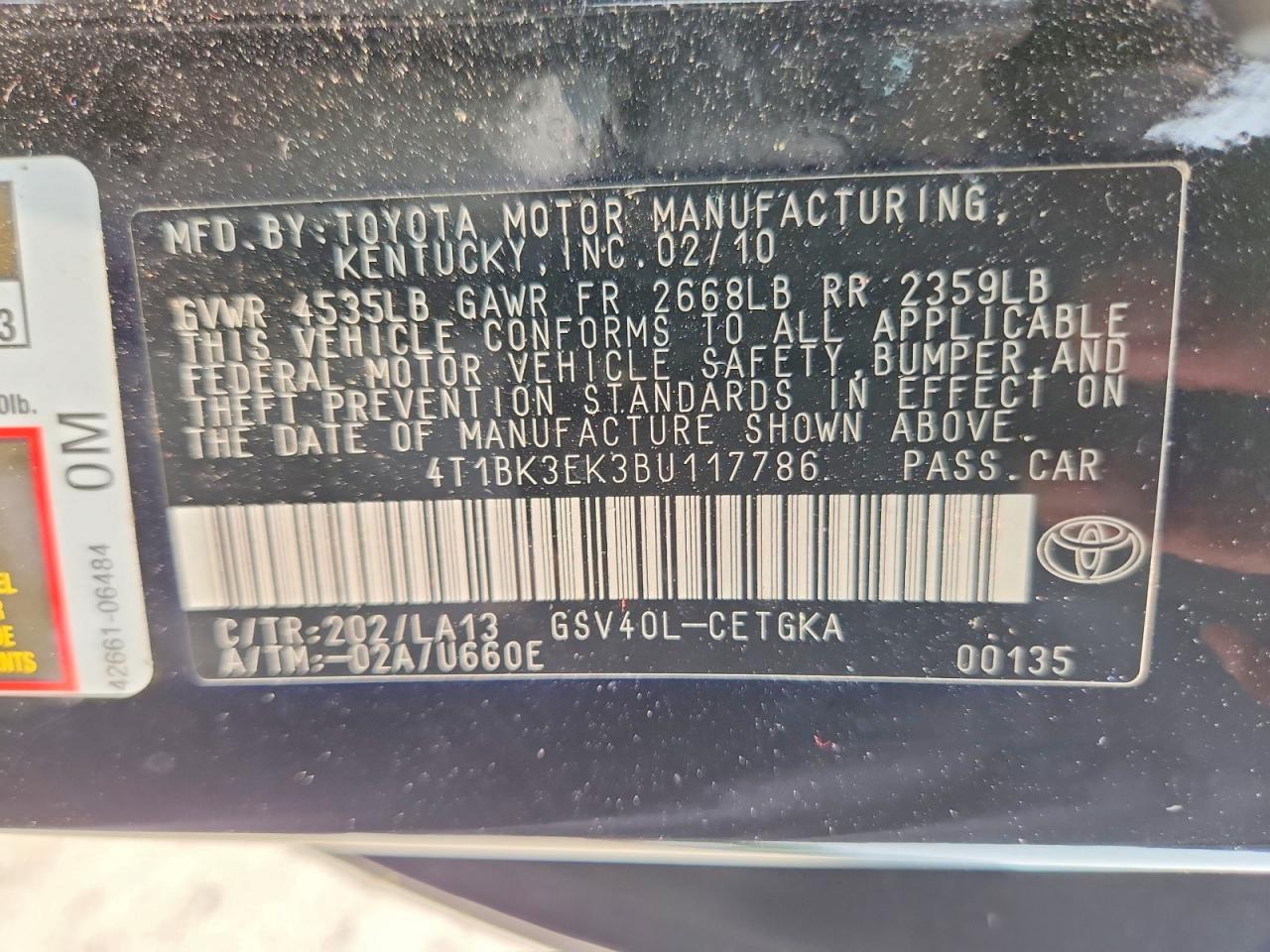 2011 TOYOTA CAMRY