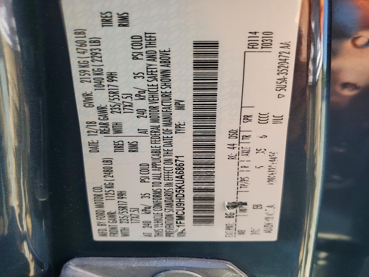 2019 FORD ESCAPE