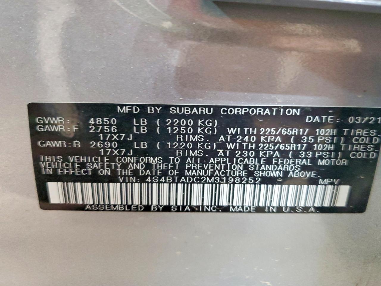2021 SUBARU OUTBACK
