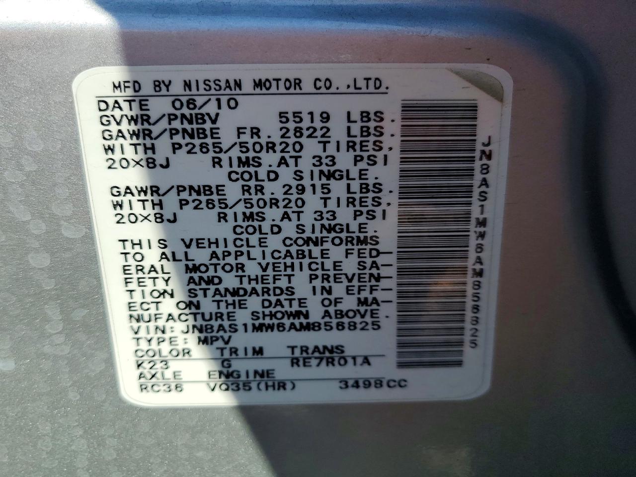 2010 INFINITI FX35