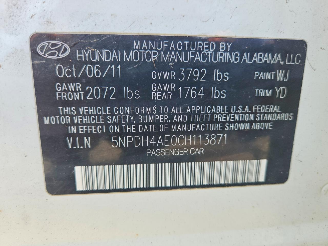 2012 HYUNDAI ELANTRA