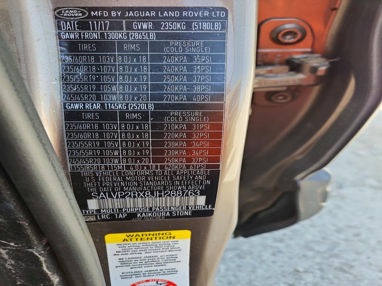 2018 LAND ROVER RANGEROVER