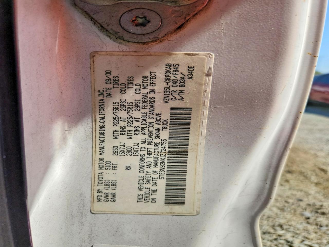 2001 TOYOTA TACOMA