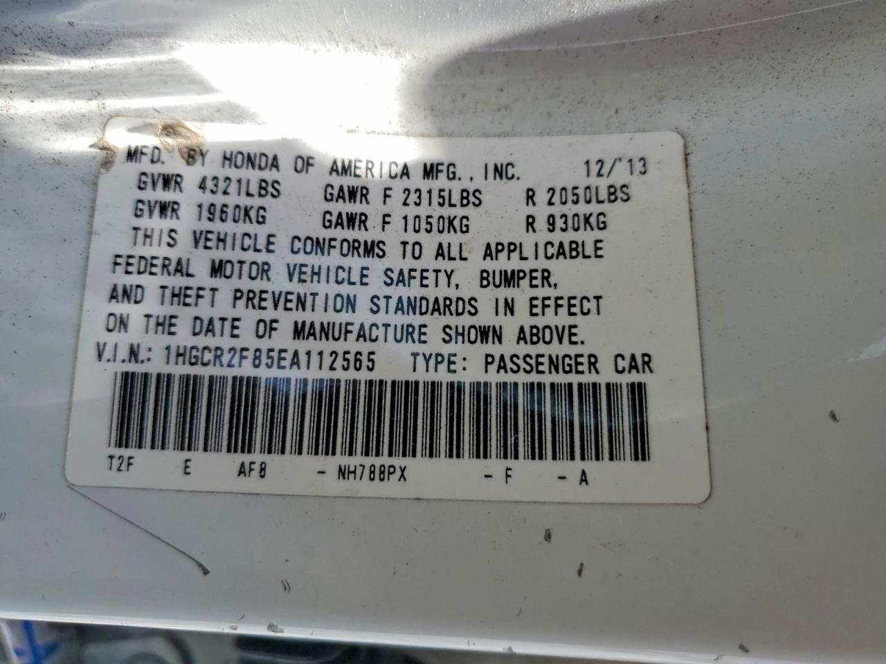 2014 HONDA ACCORD