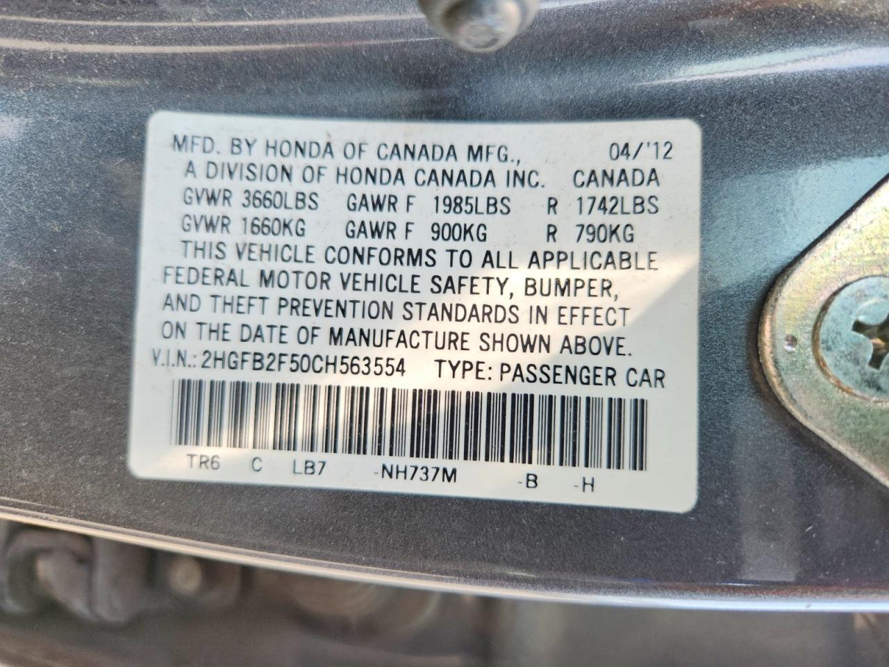 2012 HONDA CIVIC