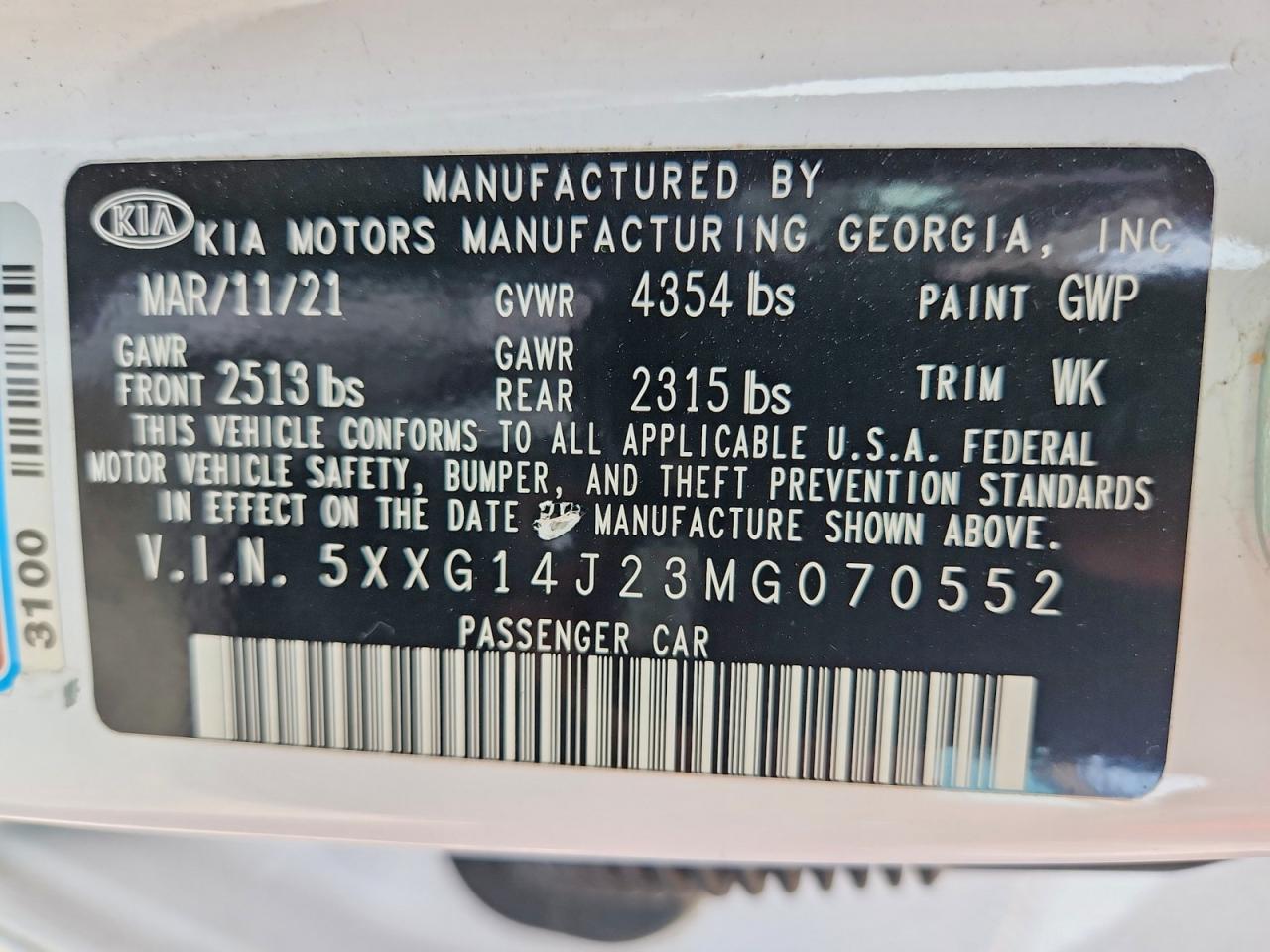 2021 KIA K5