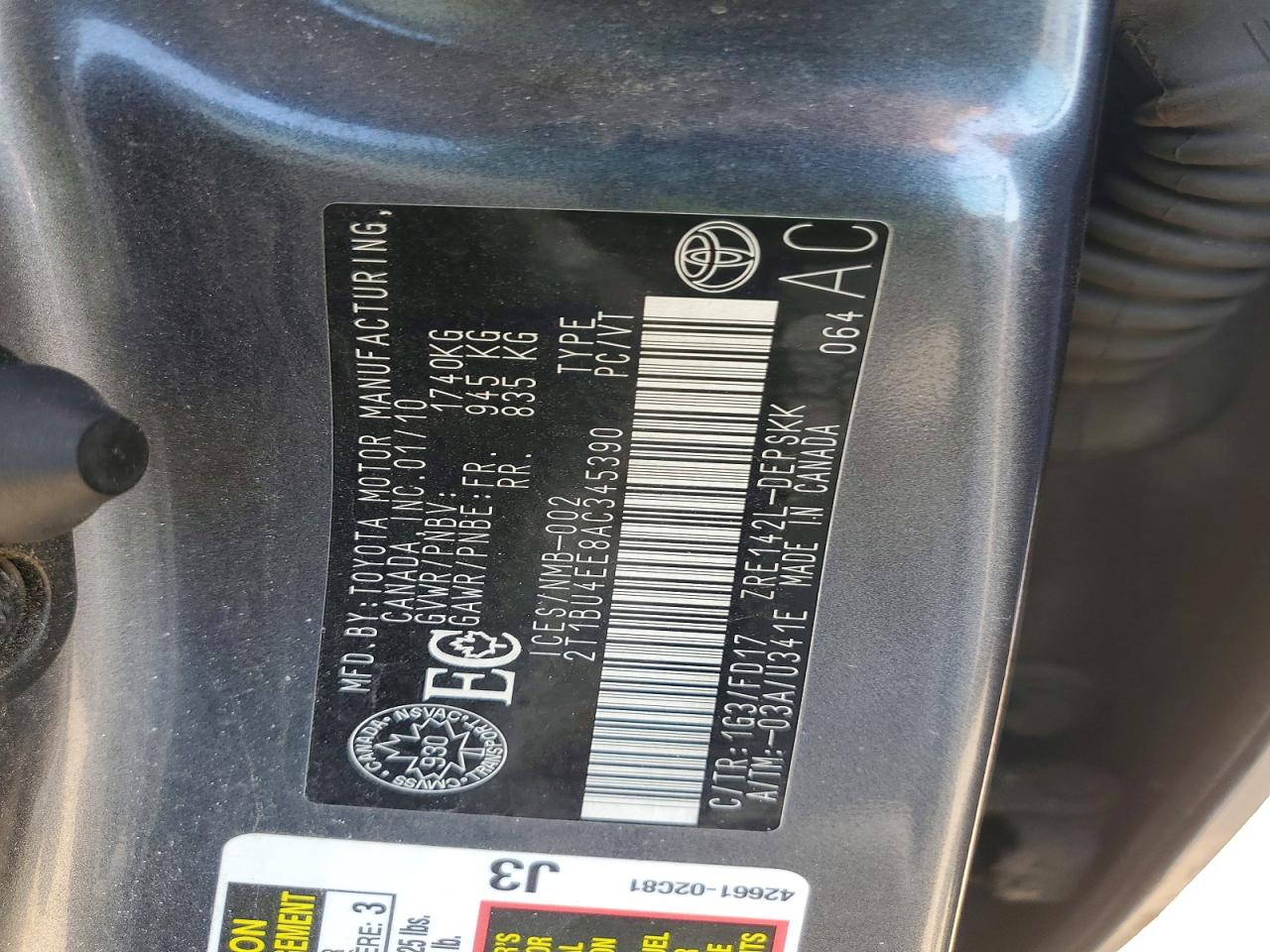 2010 TOYOTA COROLLA