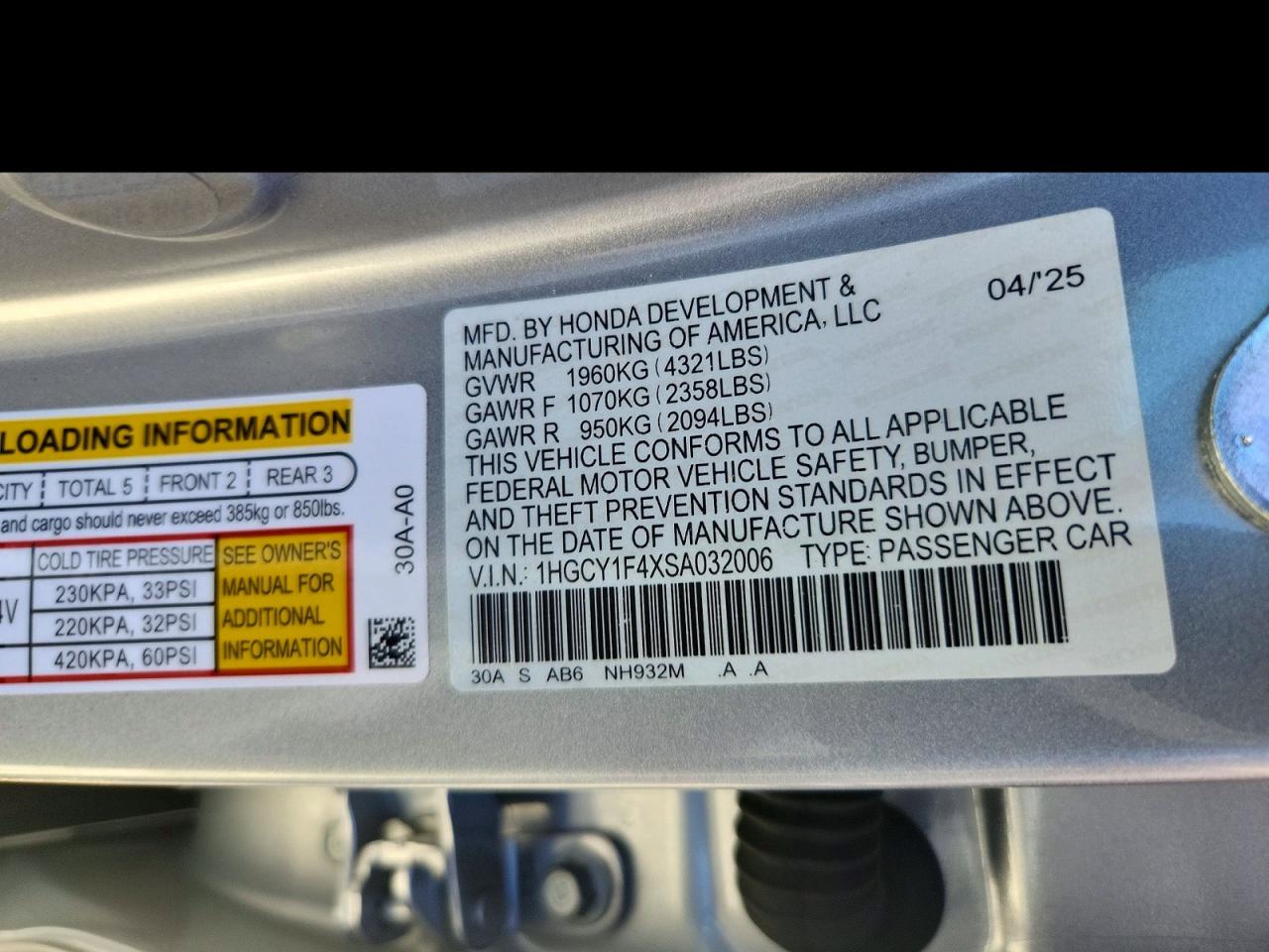 2025 HONDA ACCORD