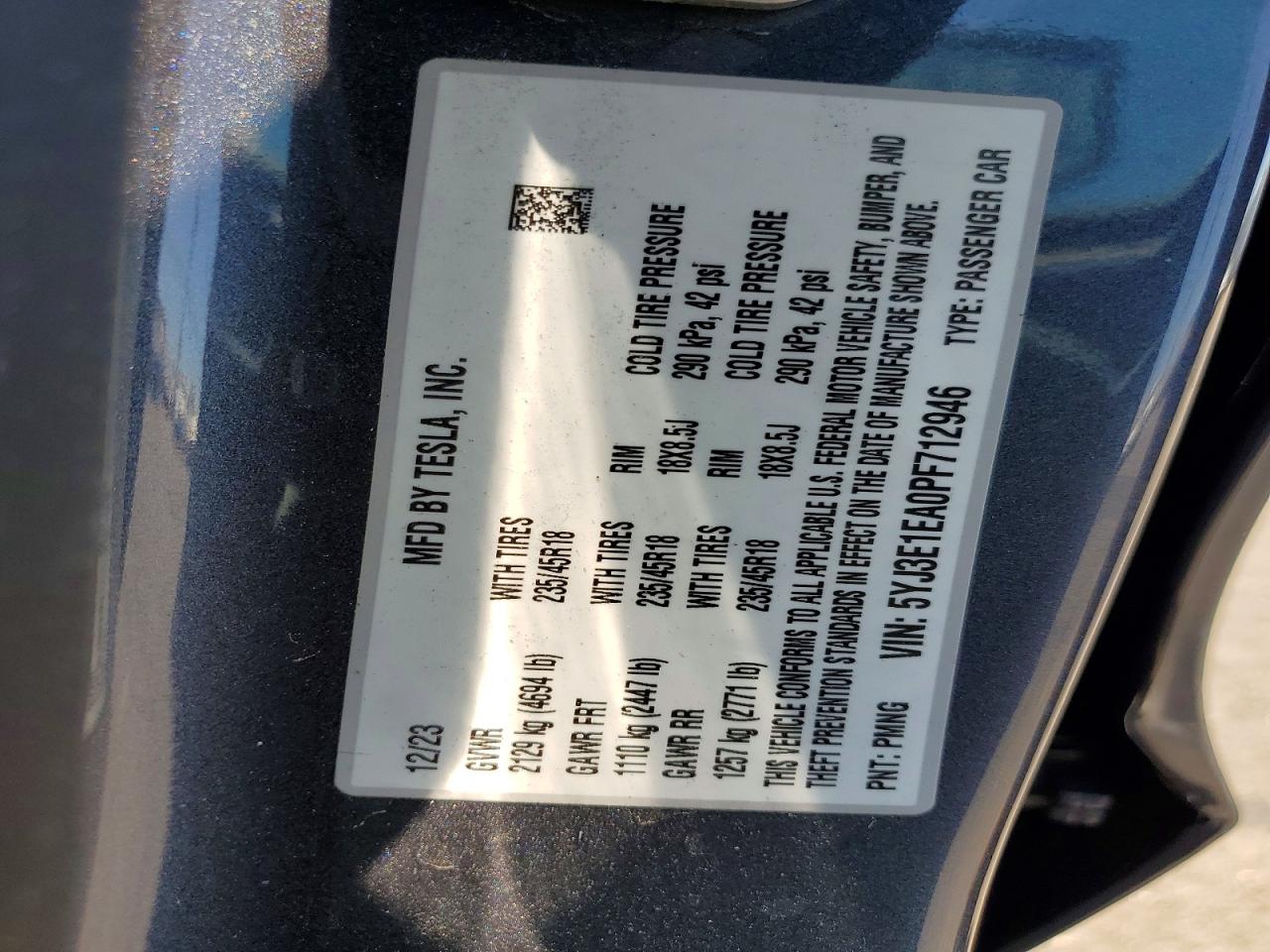 2023 TESLA MODEL 3