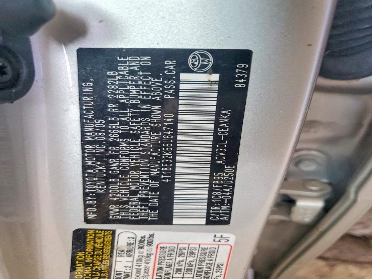 2006 TOYOTA CAMRY