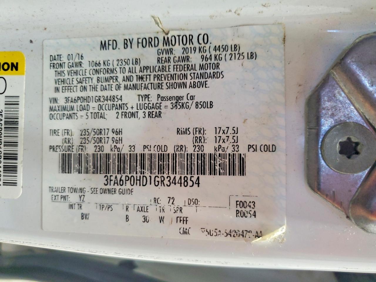 2016 FORD FUSION