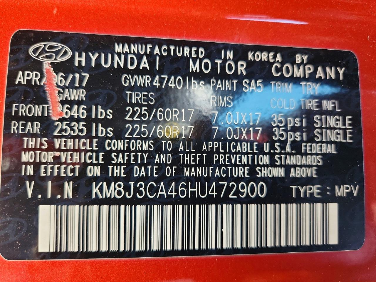 2017 HYUNDAI TUCSON