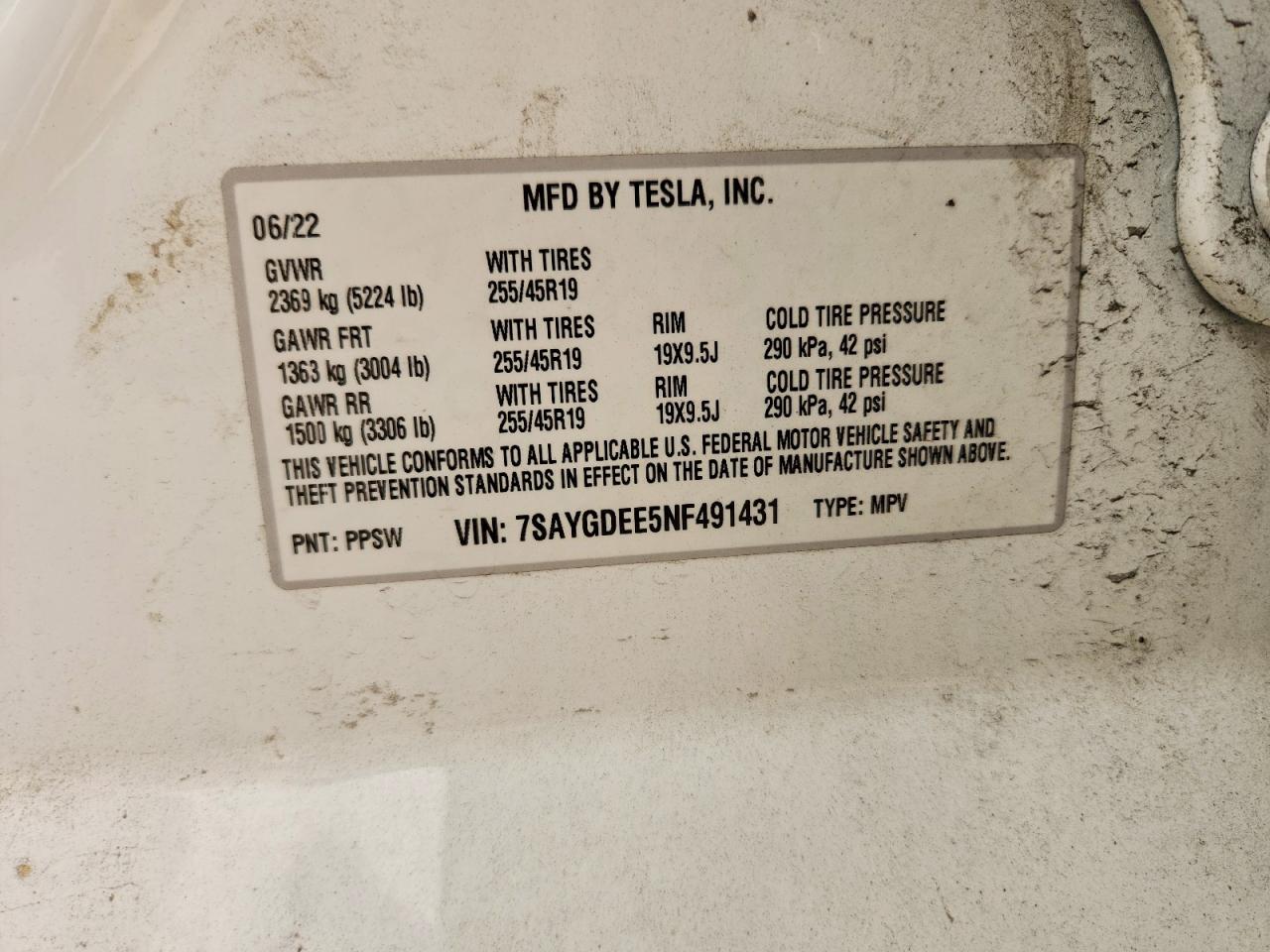 2022 TESLA MODEL Y