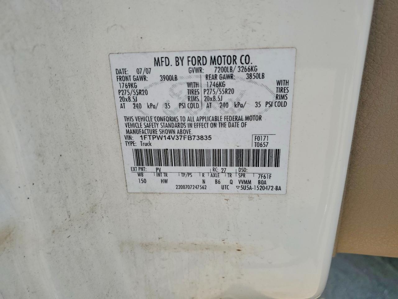 2007 FORD F150
