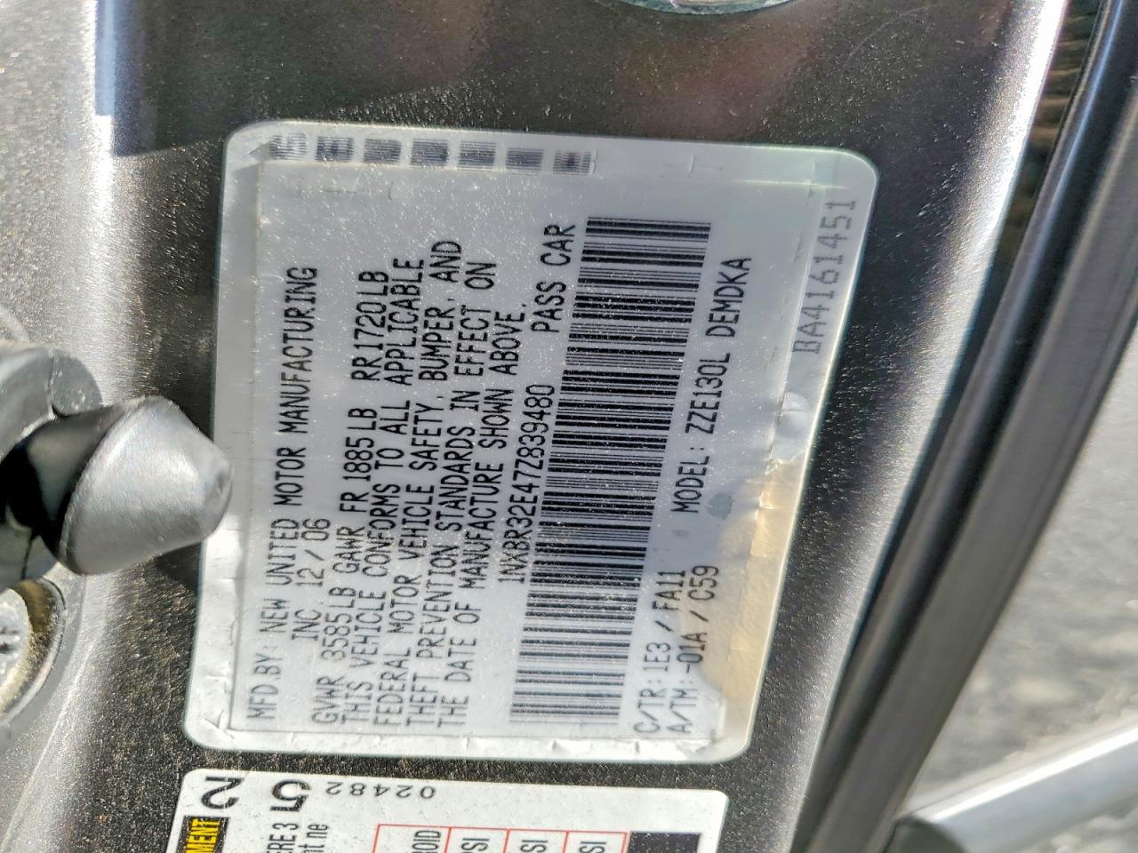 2007 TOYOTA COROLLA