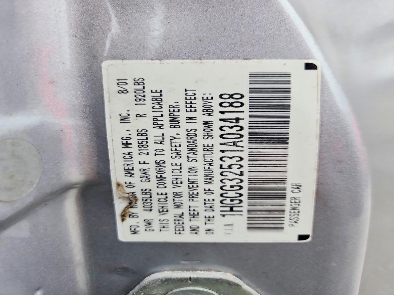 2001 HONDA ACCORD