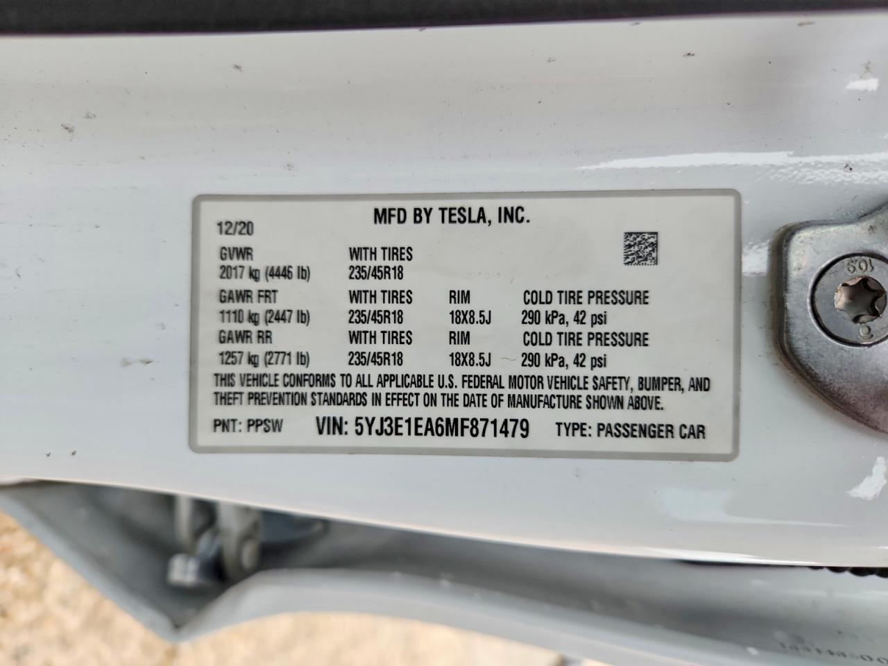 2021 TESLA MODEL 3