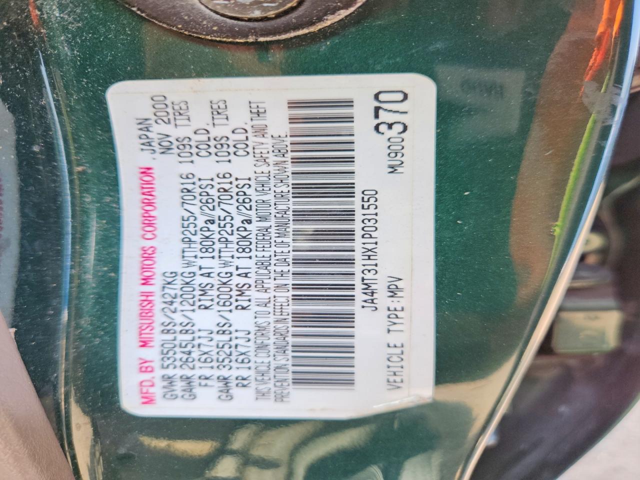 2001 MITSUBISHI MONTERO