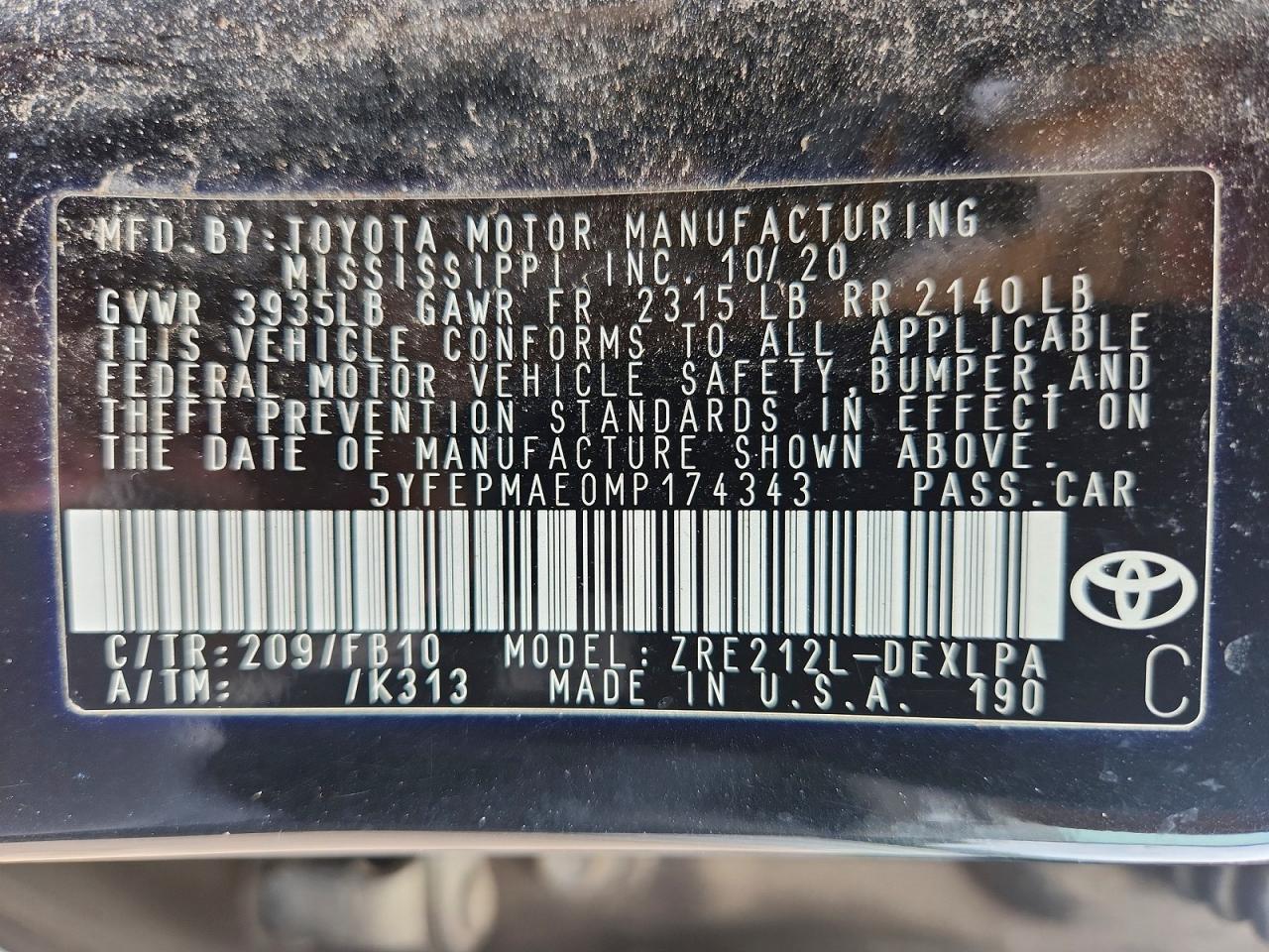 2021 TOYOTA COROLLA