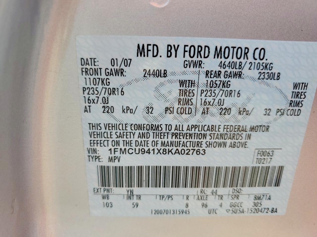 2008 FORD ESCAPE